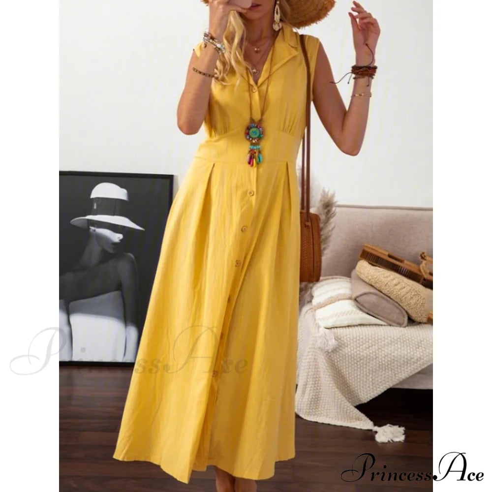 A-Line Casual Dress With Shirt Collar For Women