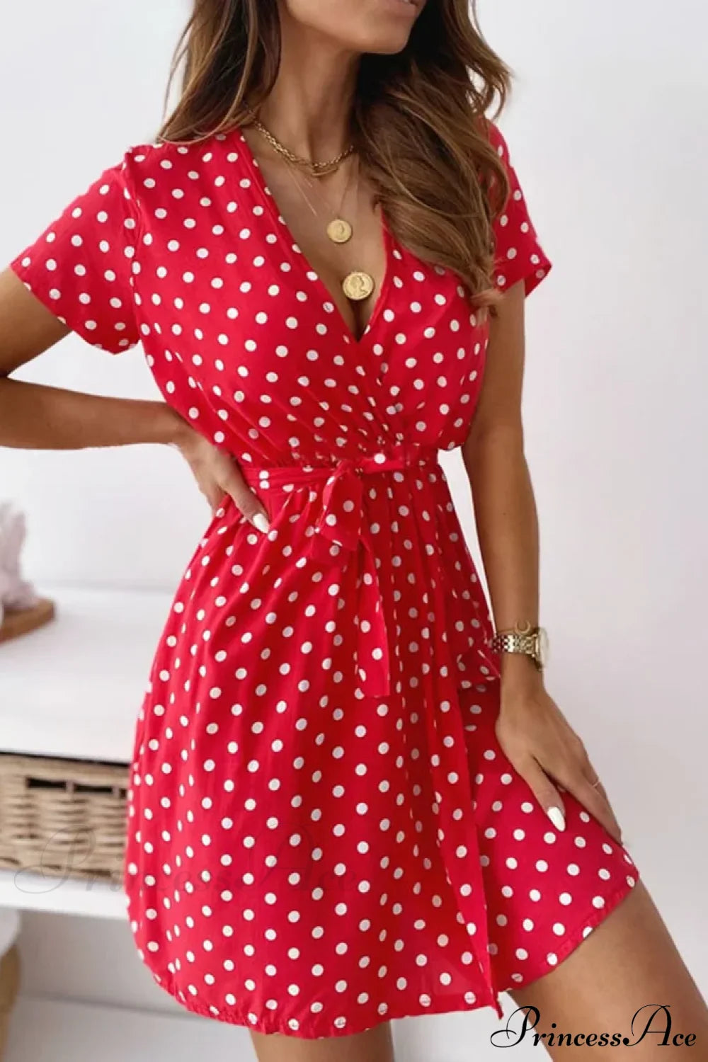 A-Line Mini Party Casual Bohemian Beach Short Boho Dress Red / S