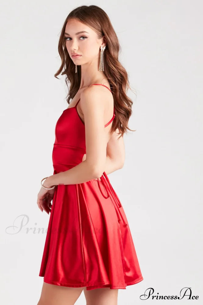 A Moment In Charming Satin Skater Dress