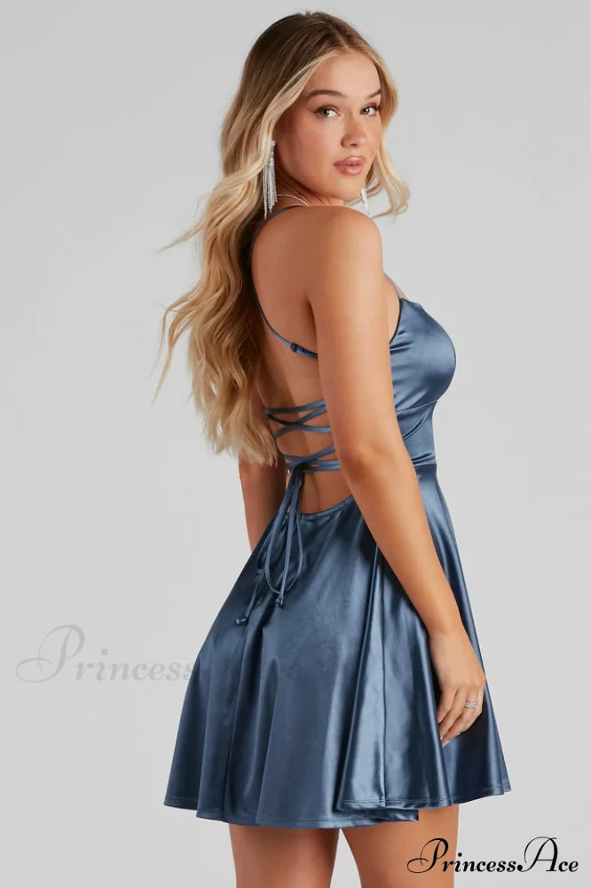 A Moment In Charming Satin Skater Dress