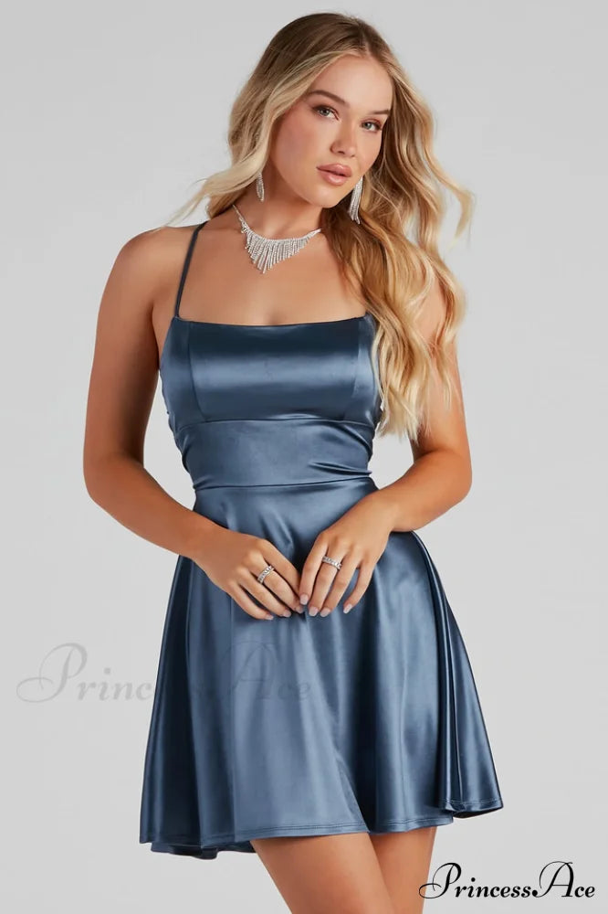 A Moment In Charming Satin Skater Dress