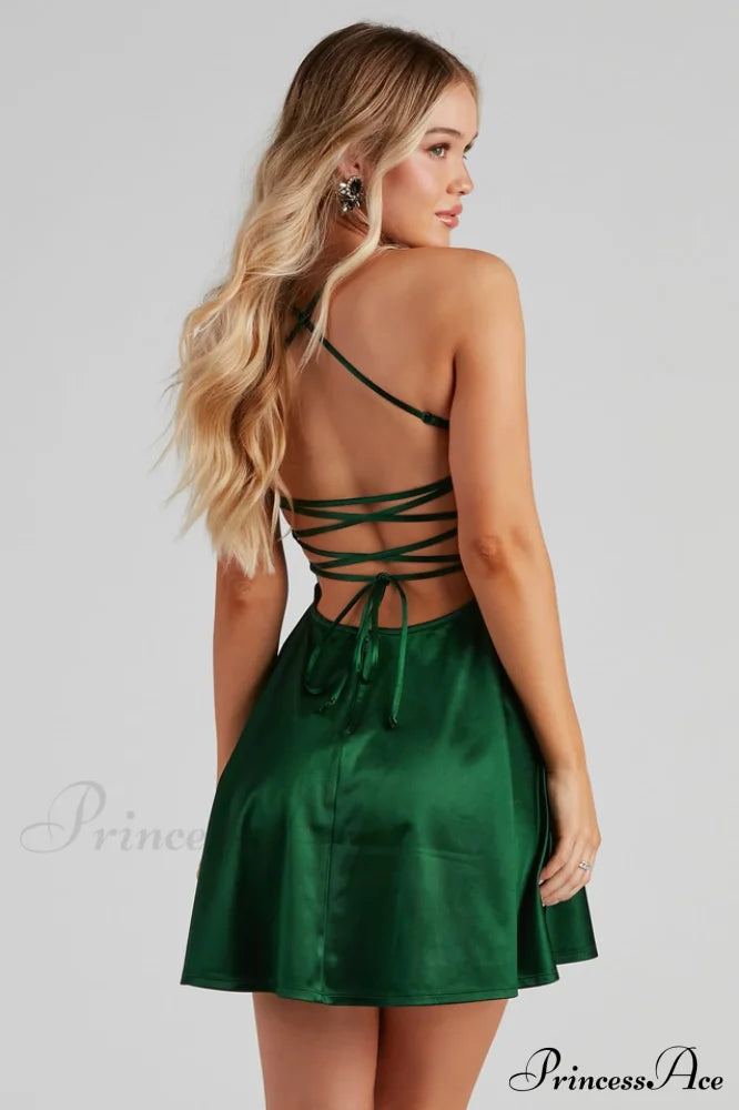 A Moment In Charming Satin Skater Dress