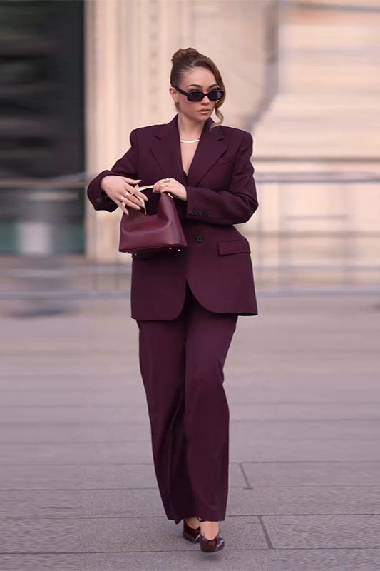 Office Style Burgundy Pants and Blazer