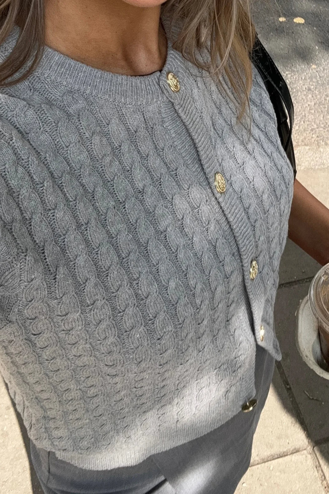 Striped Cable Knit Cardigan