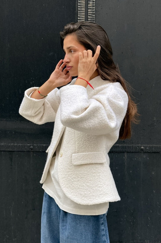 Veste en laine épaisse à col en V