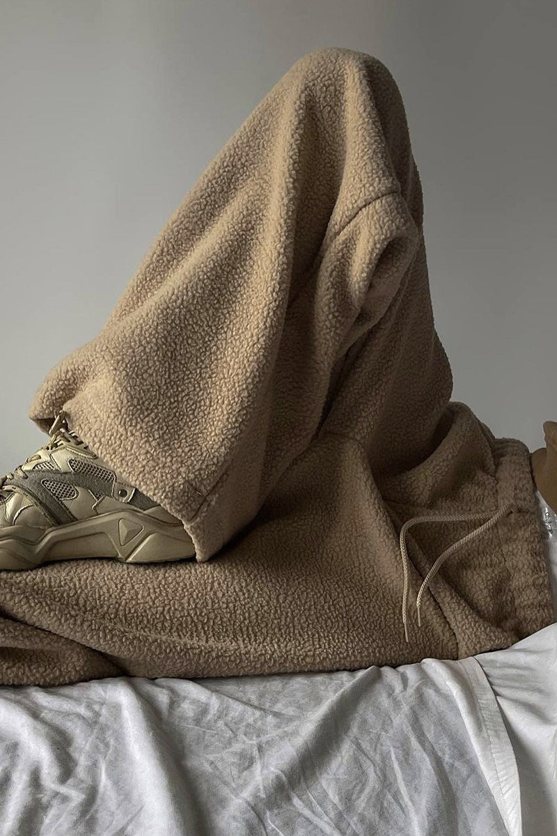 Fleece Wide Leg Relaxed Straight Pants
