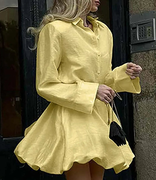 Ensemble mini-bureau deux pièces en coton jaune à simple boutonnage