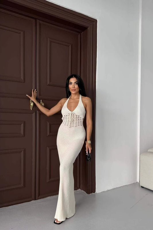 Robe longue transparente dos nu 