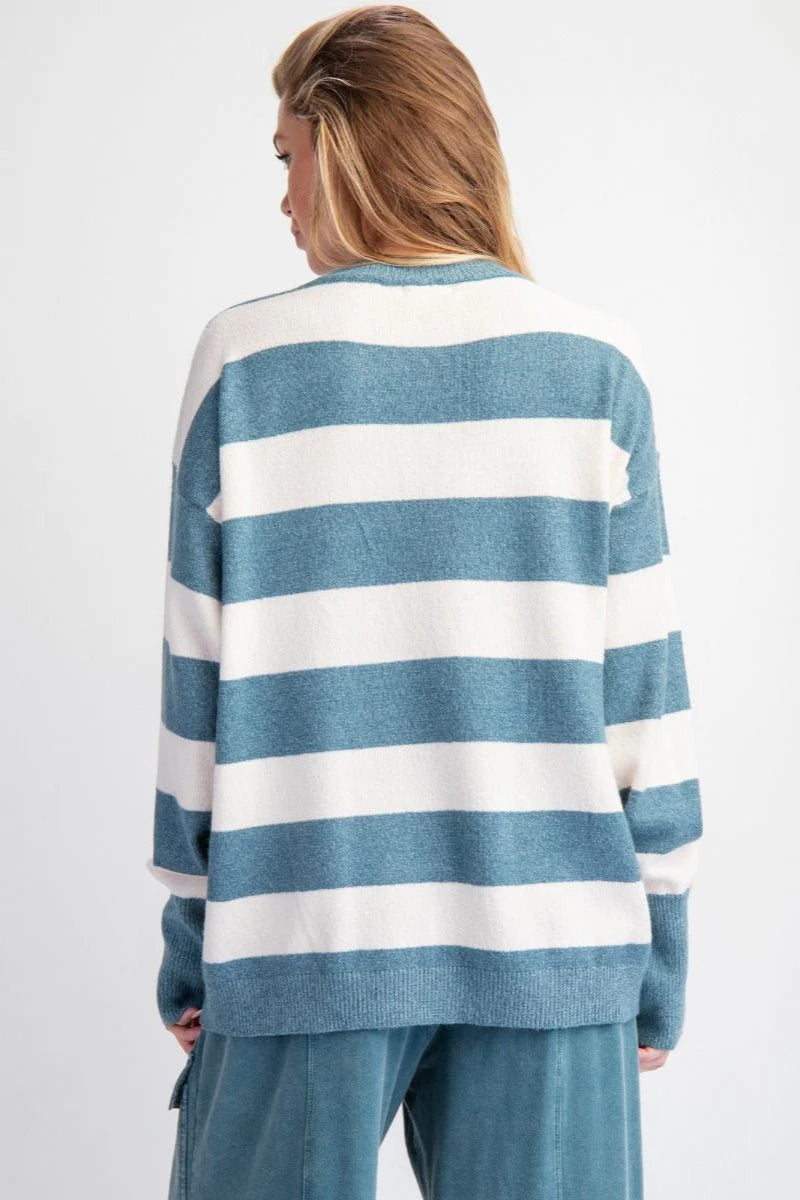 Bow Detail Jacquard Crewneck Long Sleeve Sweater