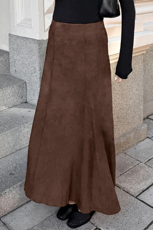 Faux-Suede A-Line Maxi Skirt