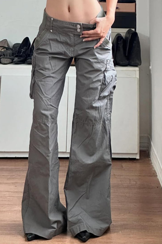 Pantalon cargo ample gris vintage