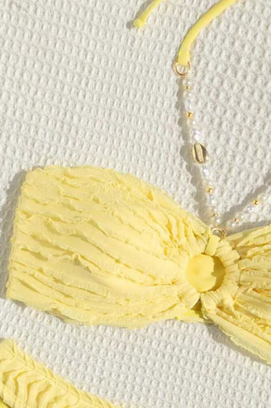 Ensemble bikini licou avec chaîne de perles