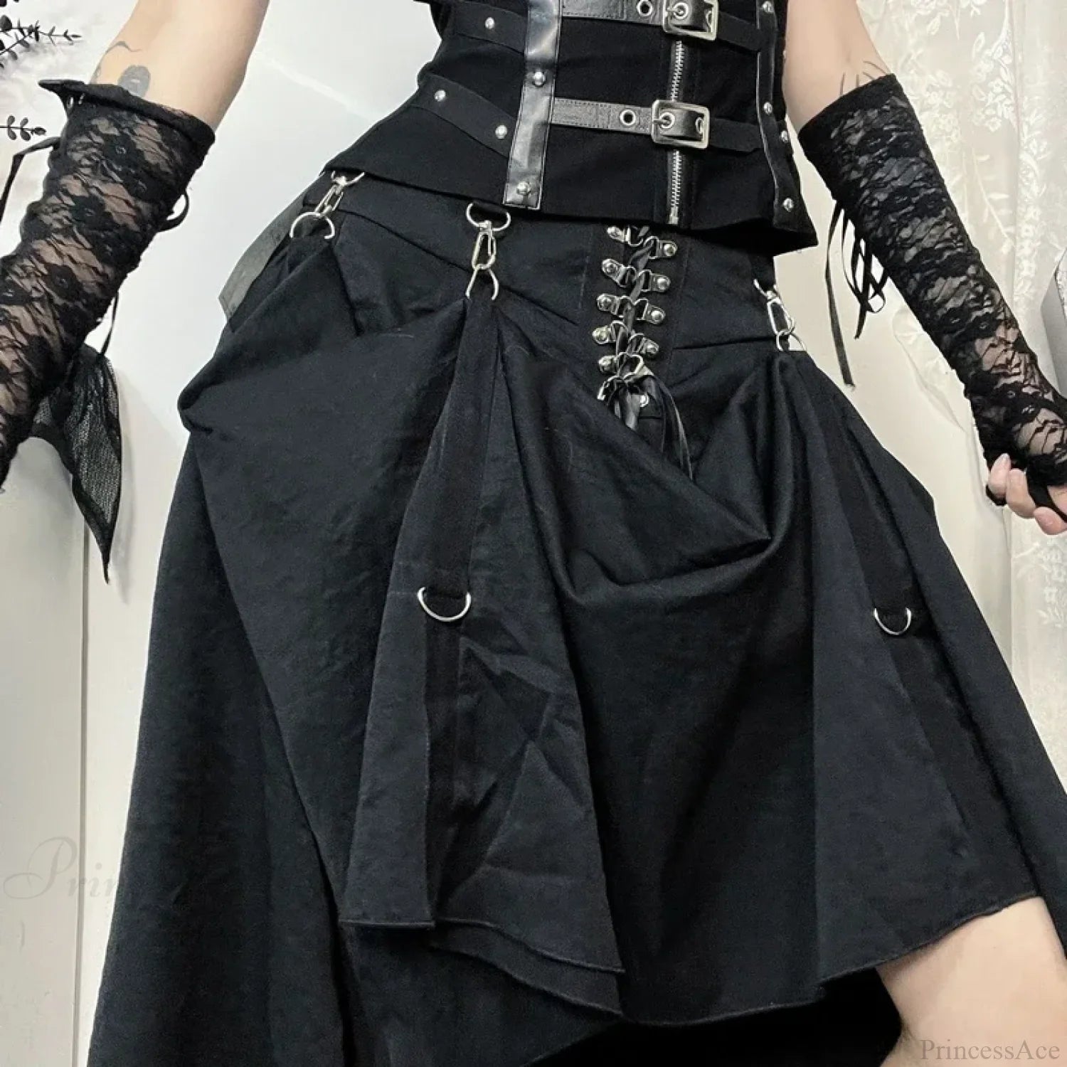 Acubi Black Swing A-line Skirt