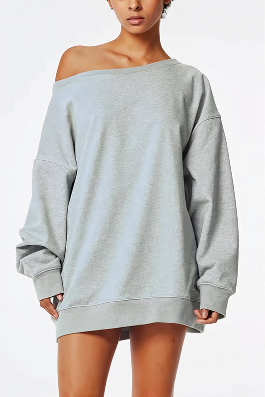 Off Shoulder Oversized Pullover Sweatshirt