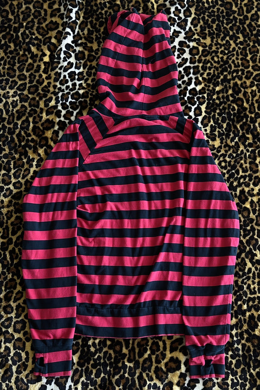 Vintage Striped Fitted Zip Hoodie
