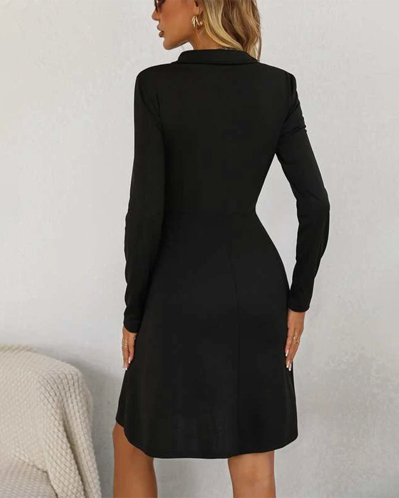 Elegant Knee-Length Dress With Lapels Dresses