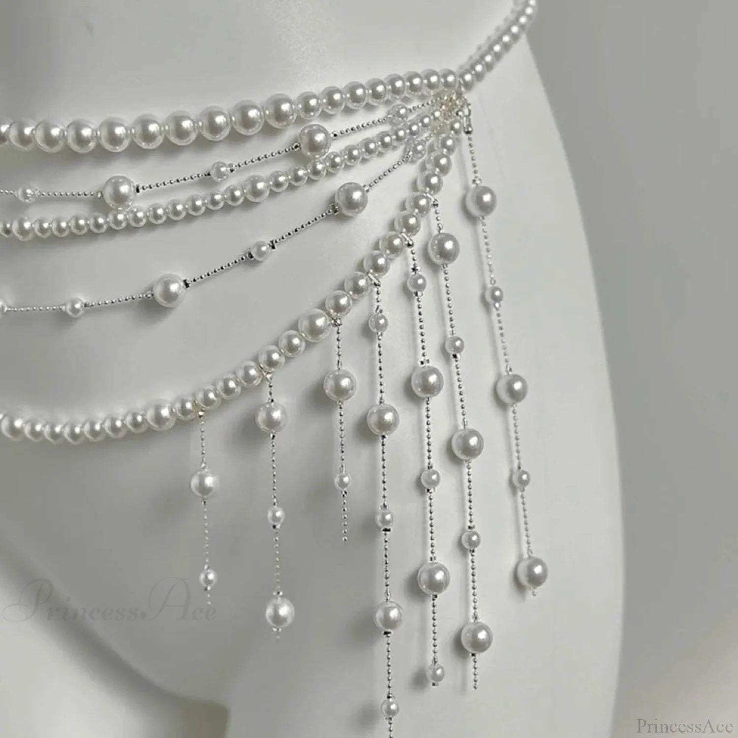 Adornments Dark Multilayer Fringes Bead Waistband