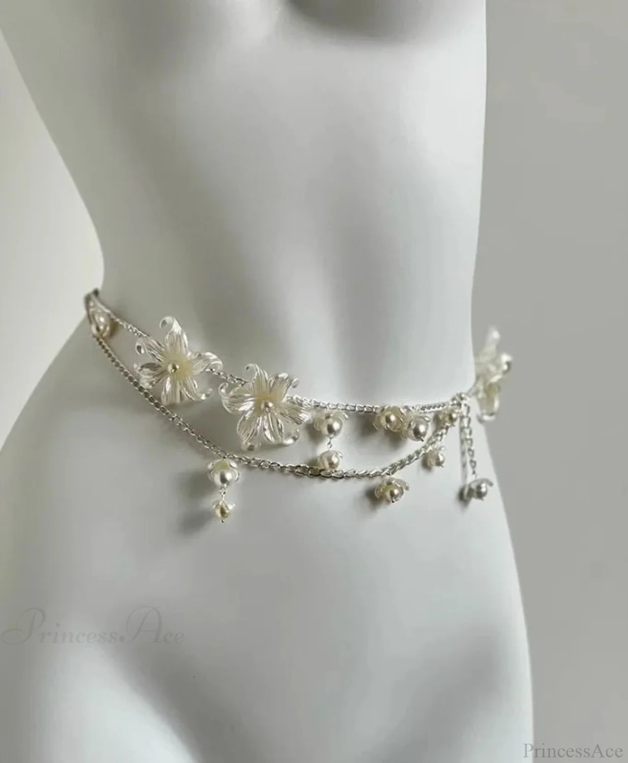 Adornments Dark Multilayer Fringes Bead Waistband Silver5