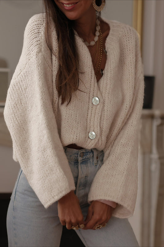 Elegant Solid Single Breasted Knit Cardigan