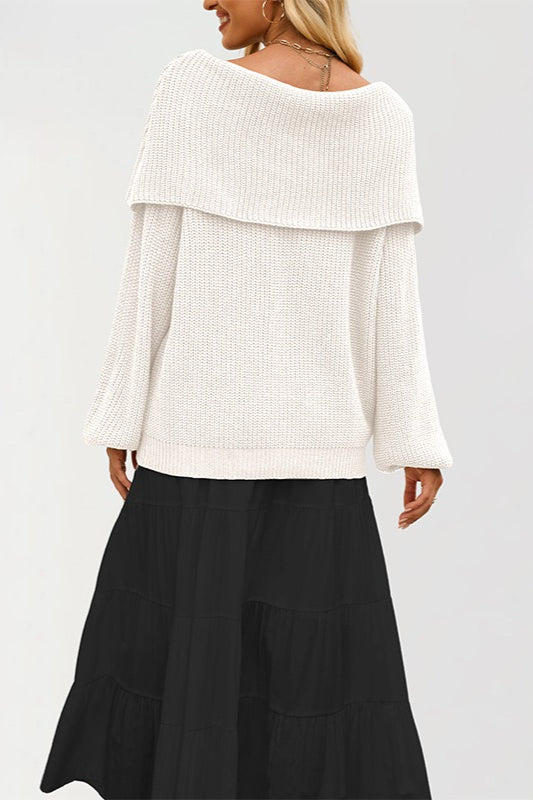Off Shoulder Loose Knit Pullover Sweater