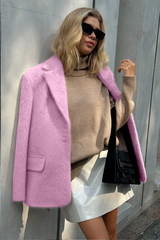 Blazer à manches longues en fausse fourrure