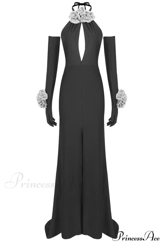 Afaf Halter Flower Detail Maxi Dress | Dress In Beauty