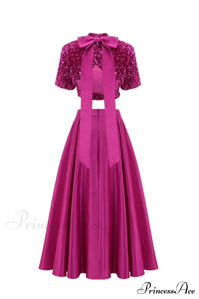 Aisha Sequin Bow Charming Lace Up Set