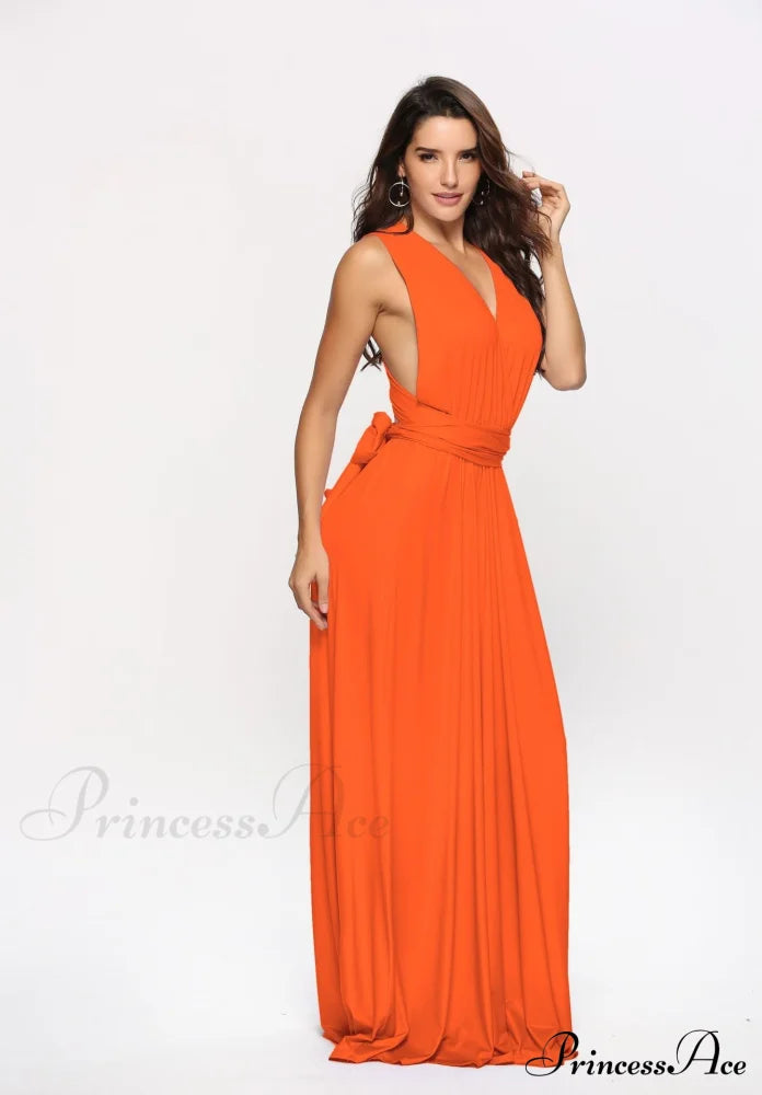 Alexandra Satin Lace Charming Back A-Line Dress Orange / S S.o. Long Dresses