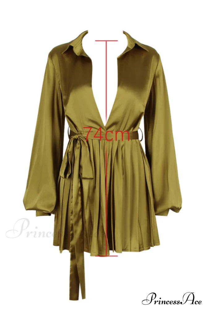 Allegra Chartreuse Stylish Pleated Shirt Dress