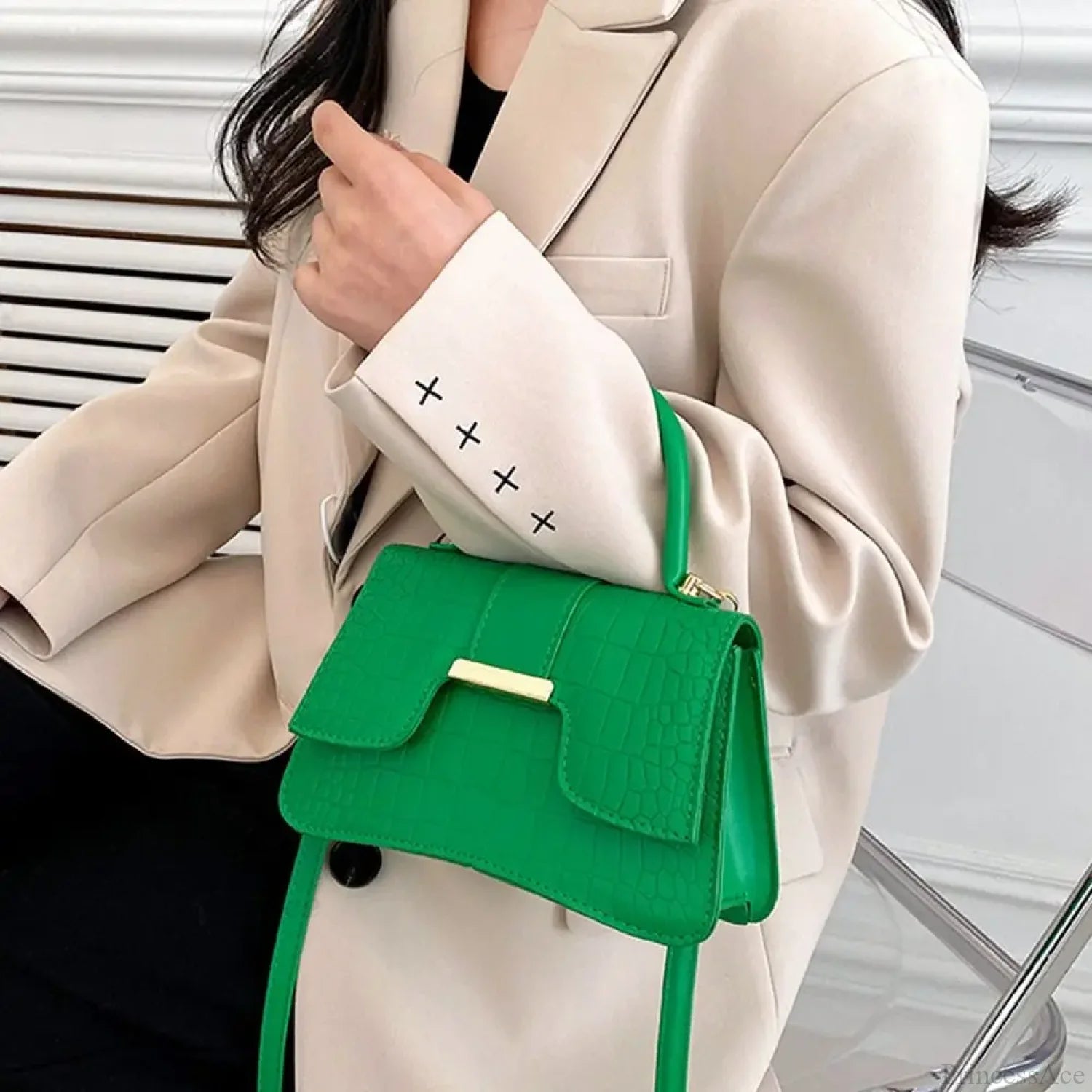 Alligator Pattern Small Square Vintage PU Leather Crossbody Handbag handbag-250126