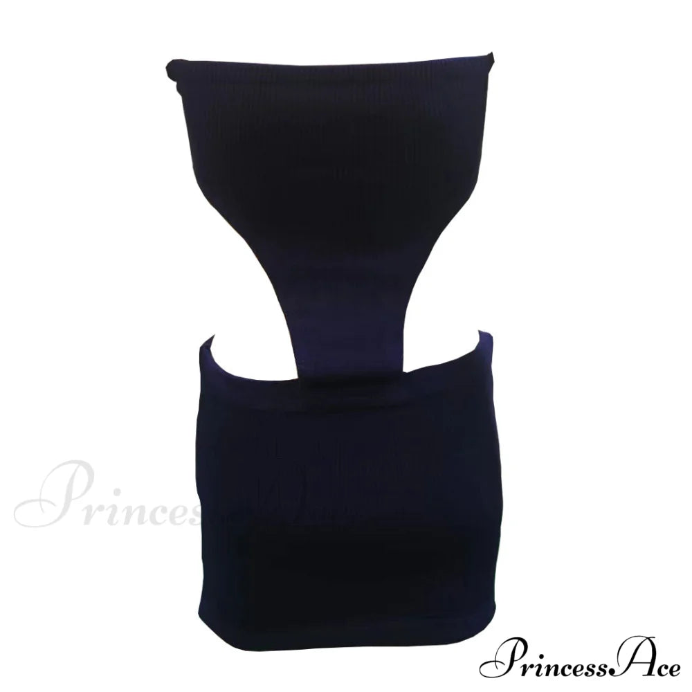 Alluring Eyelash Lace Trim Split Classic Club Mini Dress - Black Xl / Navy Blue Sweater Dresses