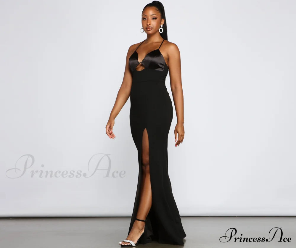 Amelie Formal High Charming Slit Crepe Dress S.o. Long Dresses