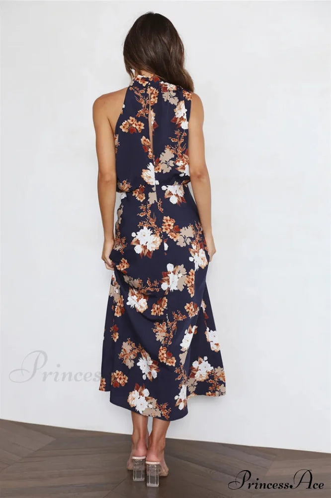 Anabelle Halter Stylish Neck Midi Dress