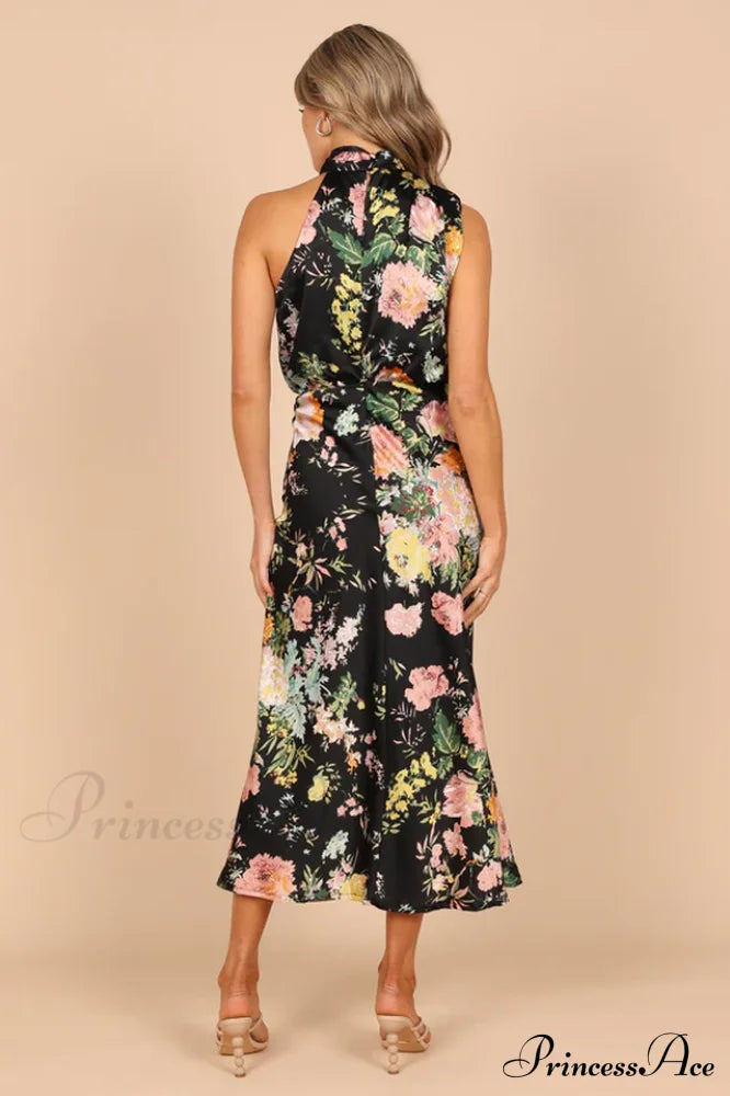 Anabelle Halter Stylish Neck Midi Dress