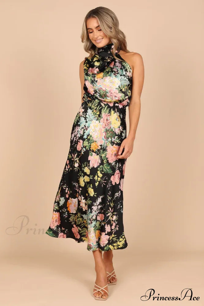 Anabelle Halter Stylish Neck Midi Dress