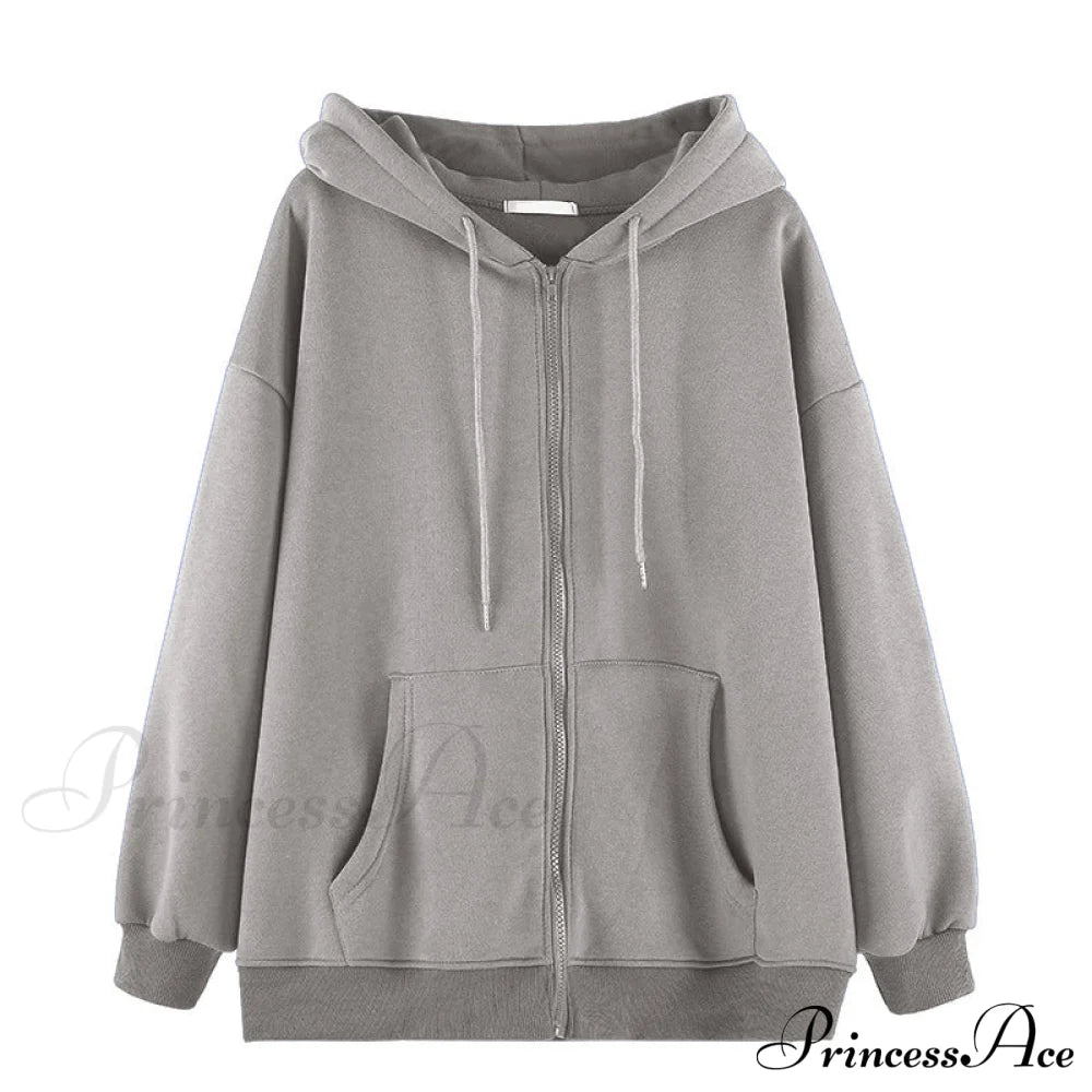 Angel Dark Print Streetwear Hoody Jacket Grey / M