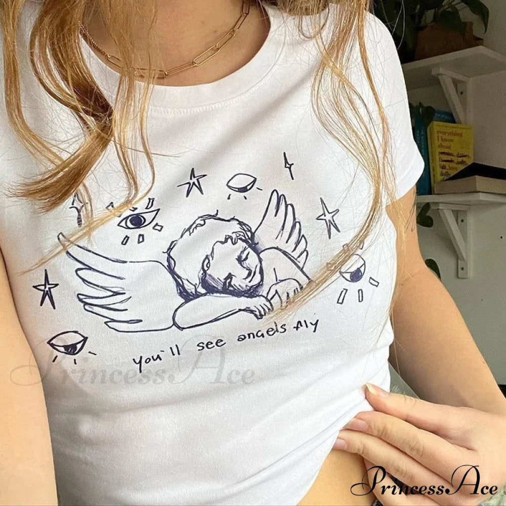 Angles Graphic Stylish White Tee