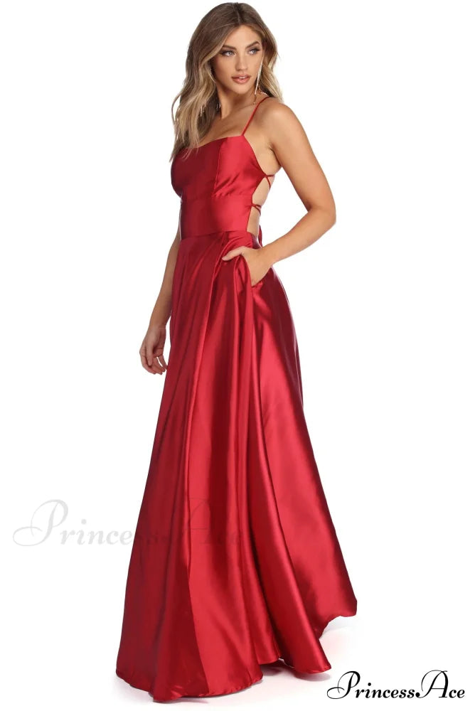 Anne Formal Lattice Satin Dress - Lady Occasions
