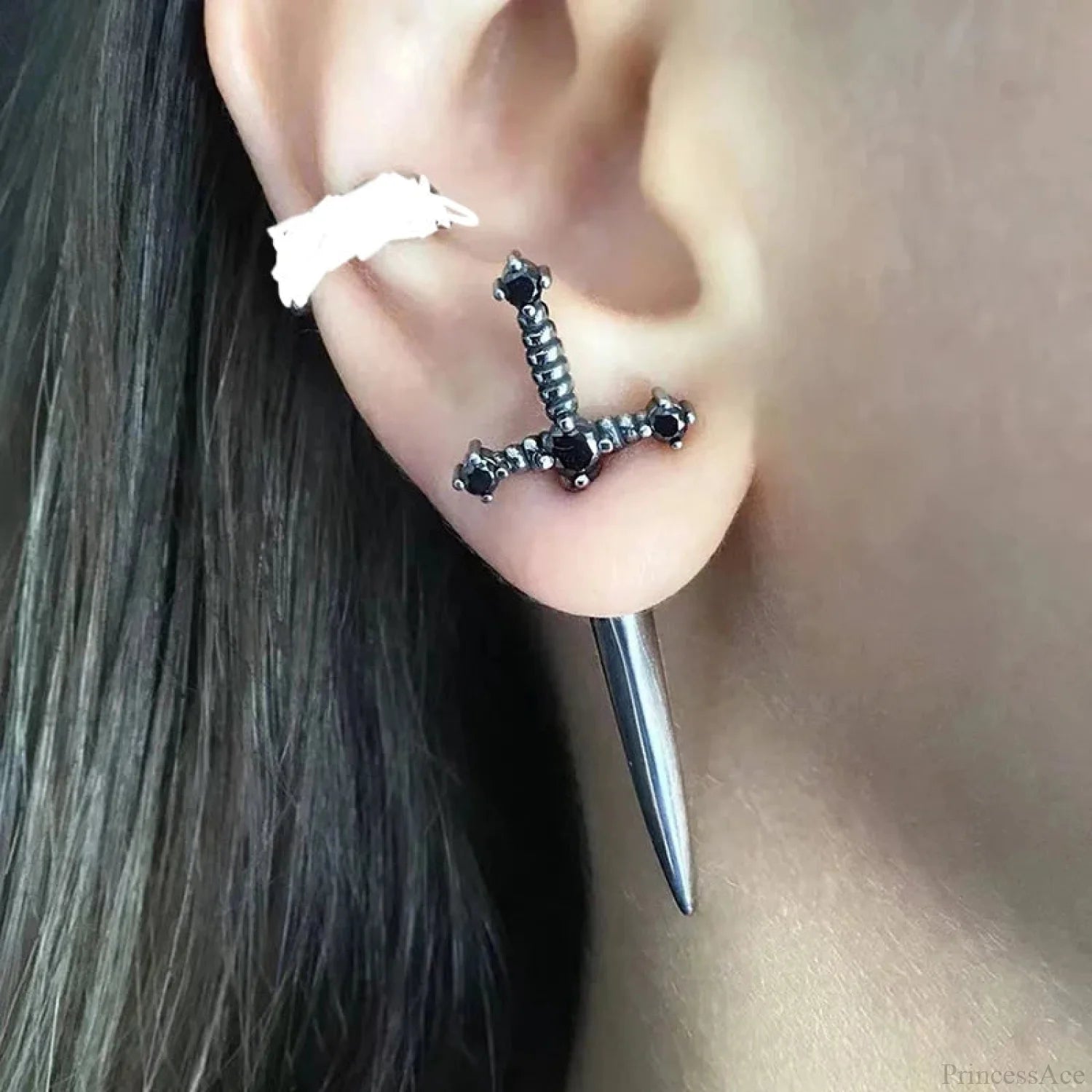 Antique Dim Punk Gothic Blade Dagger Earring color4