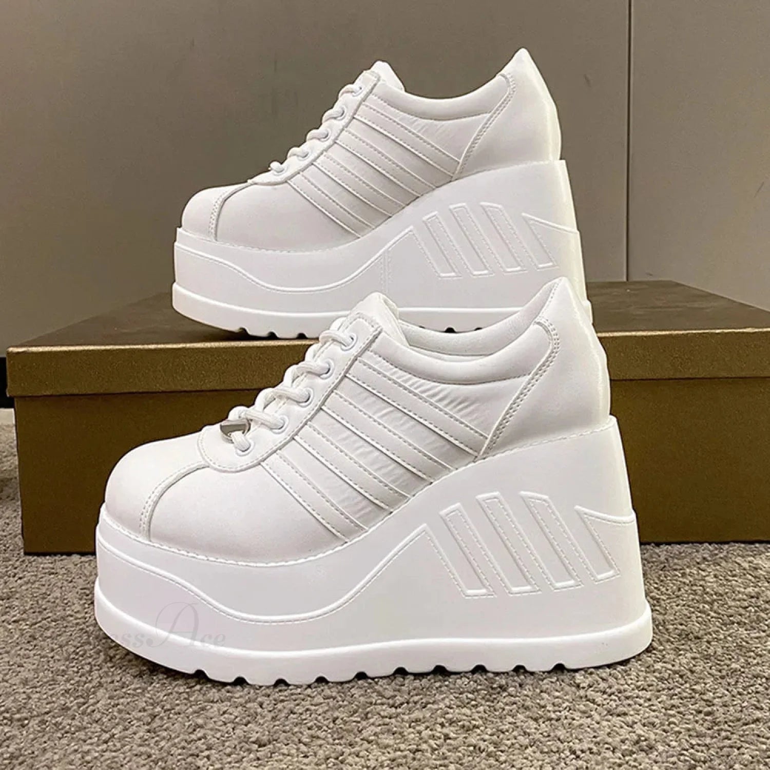 Antique Gothic Lace-Up Elevated Sneaker white style1 / CN35 (foot22cm)