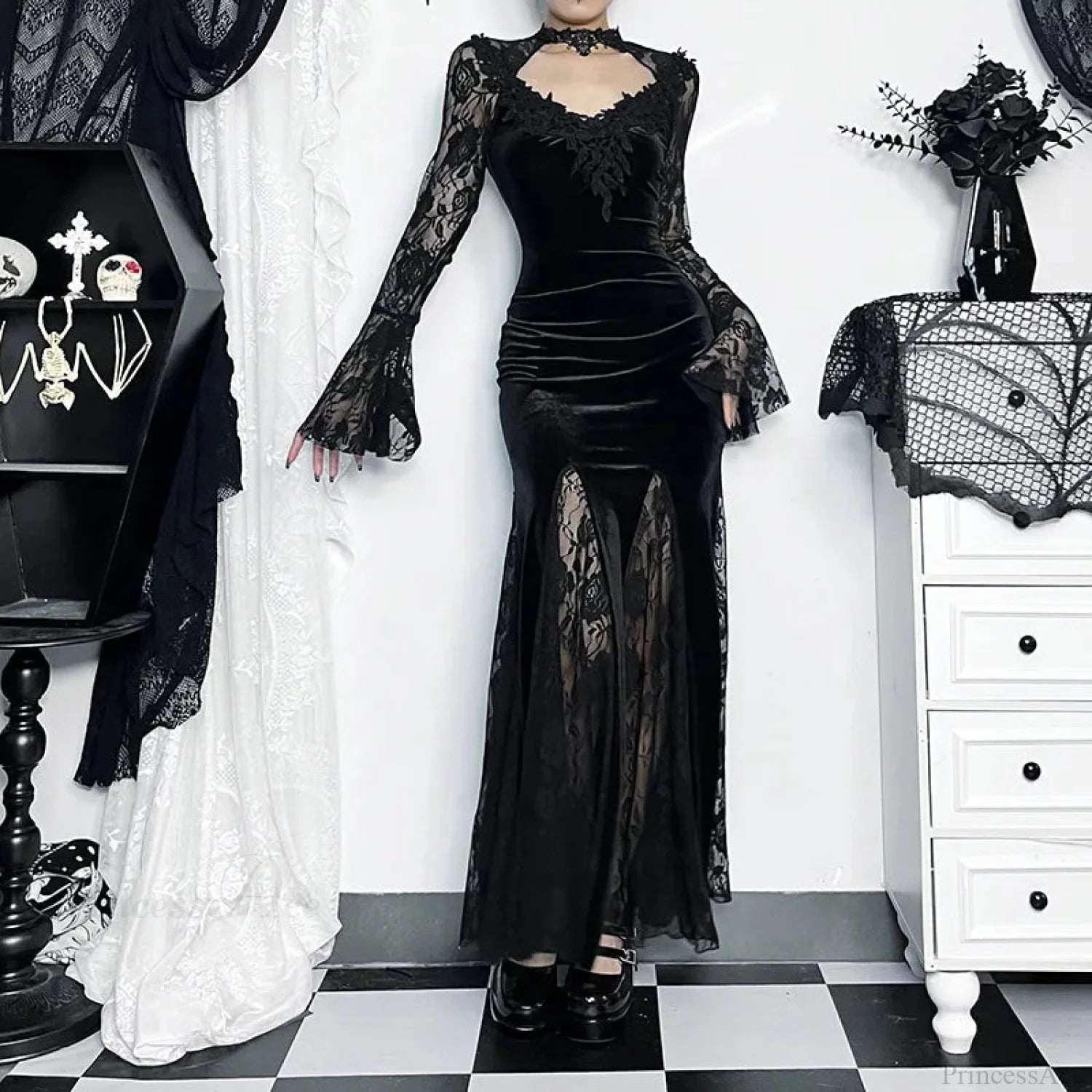 Antique Lace Trumpet Slim Midi Attire