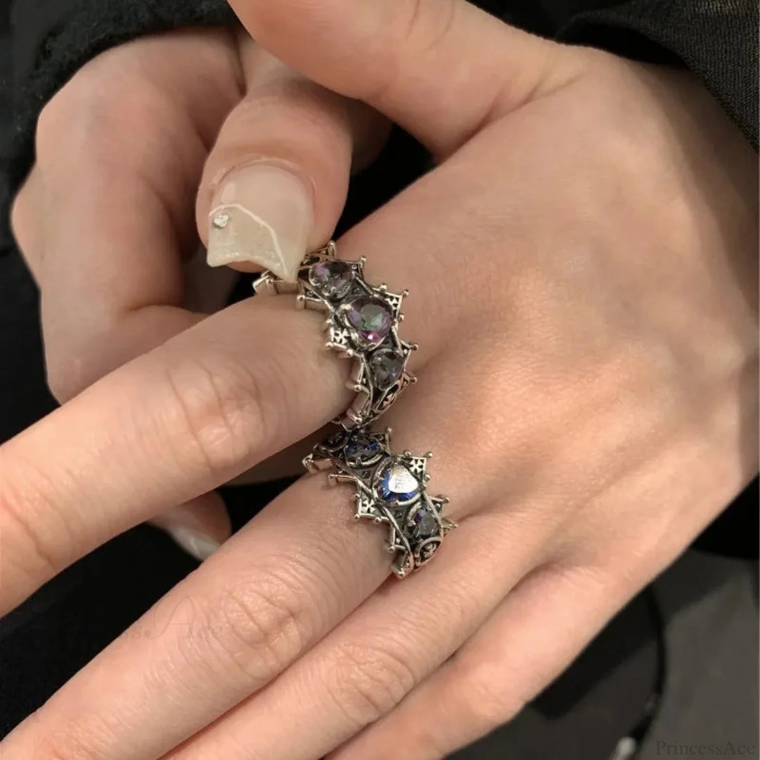 Antique Mysterious Heart Cross Ring