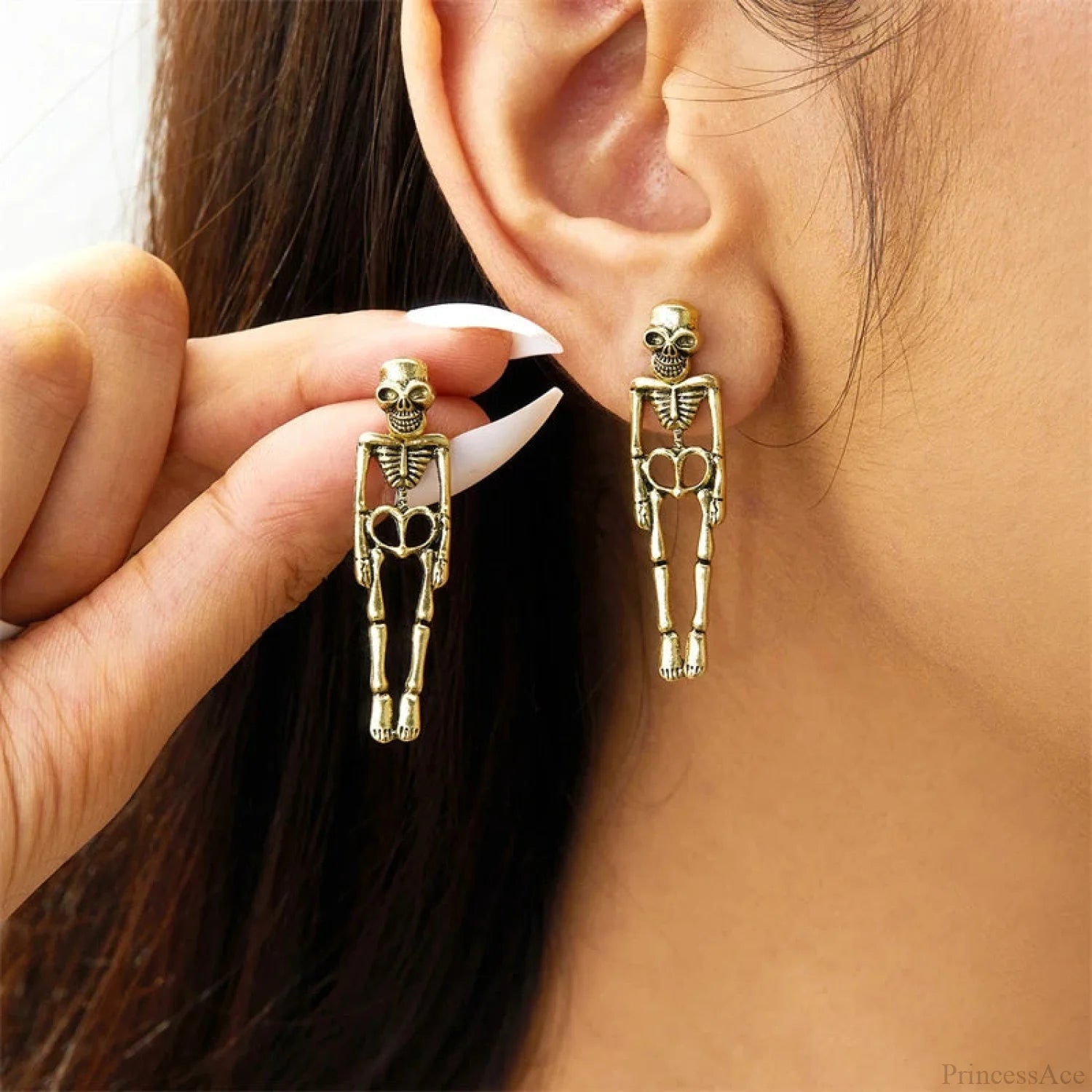 Antique Skeleton Vintage Gold Drop Earring golden