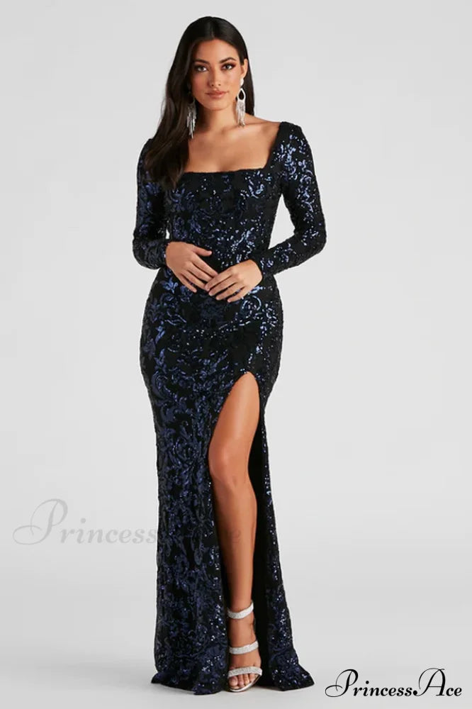 Arial Formal Stylish Sequin Lace-Up Dress S / Black