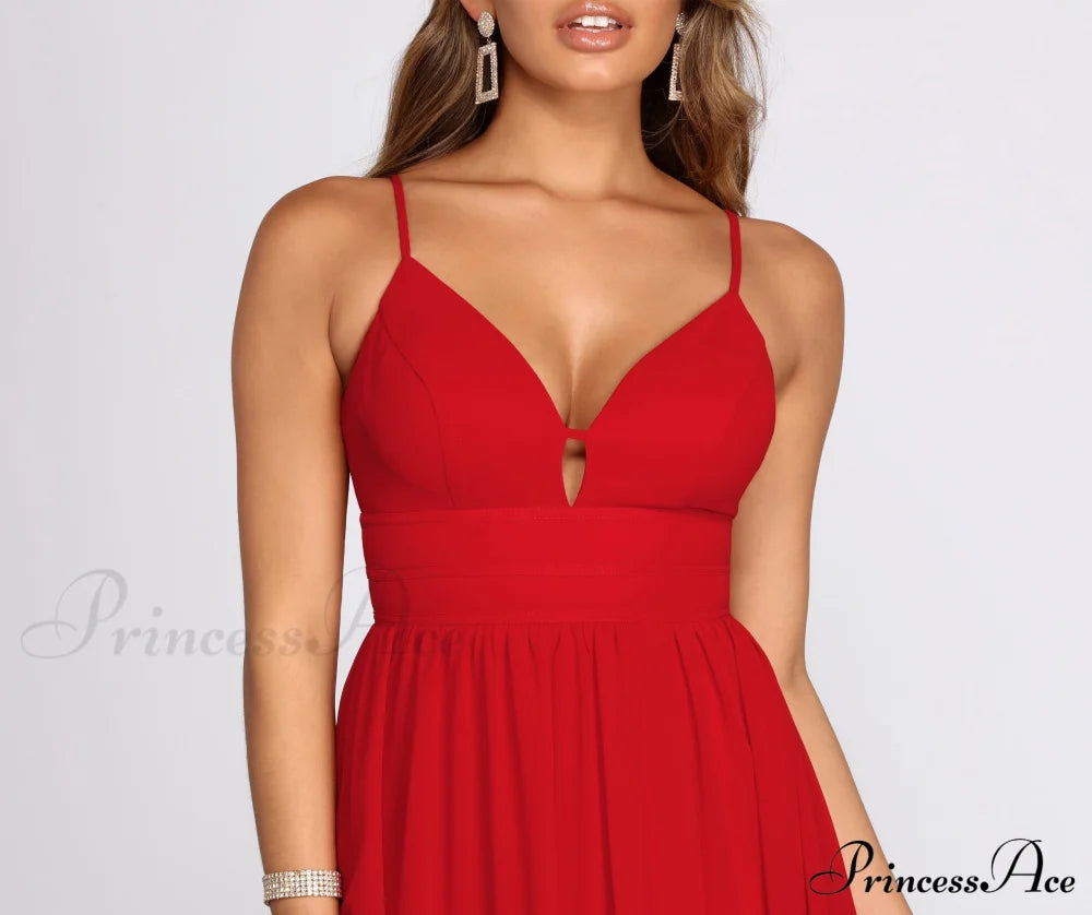 Arlyn Chiffon Deep Charming V A Line Dress S.o. Long Dresses