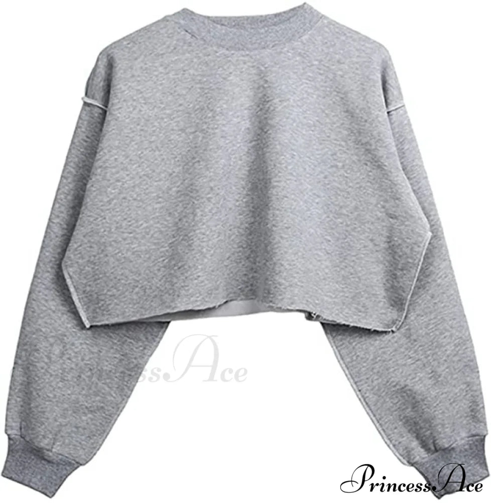 Arm Loose Hoodie Oversized Size Crop Fit - Long Cotton Harajuku Streetwear Casual Plus Women’s
