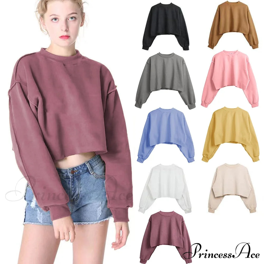 Arm Loose Hoodie Oversized Size Crop Fit - Long Cotton Harajuku Streetwear Casual Plus Women’s