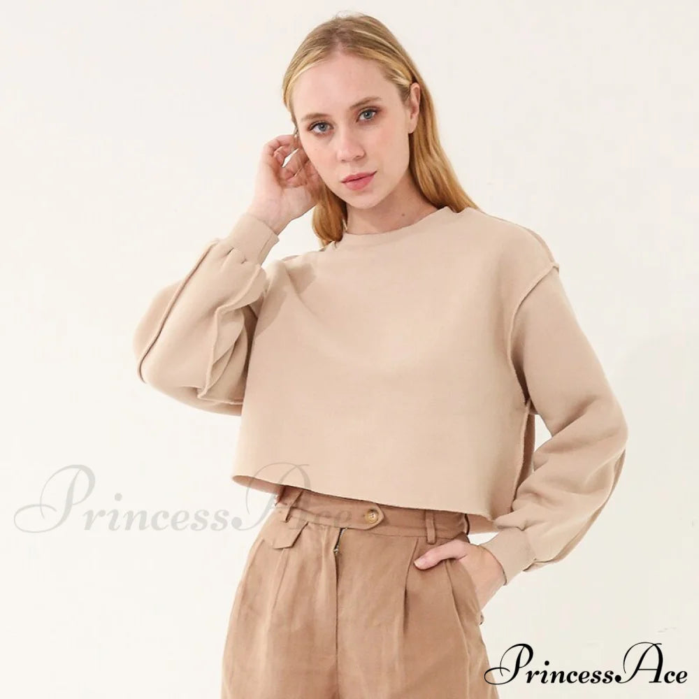 Arm Loose Hoodie Oversized Size Crop Fit - Long Cotton Harajuku Streetwear Casual Plus Women’s