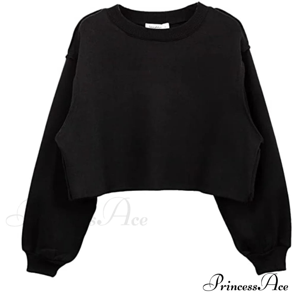 Arm Loose Hoodie Oversized Size Crop Fit - Long Cotton Harajuku Streetwear Casual Plus Women’s