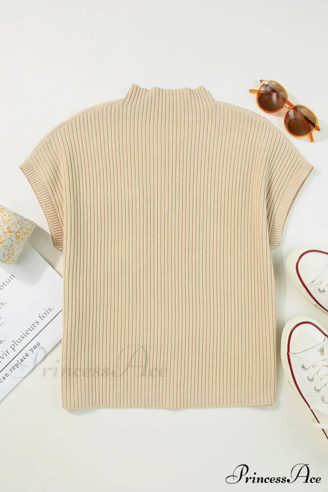 Arm Oatmeal Brief Knit Patch Ribbed With Sweater Pocket Sweaters-L